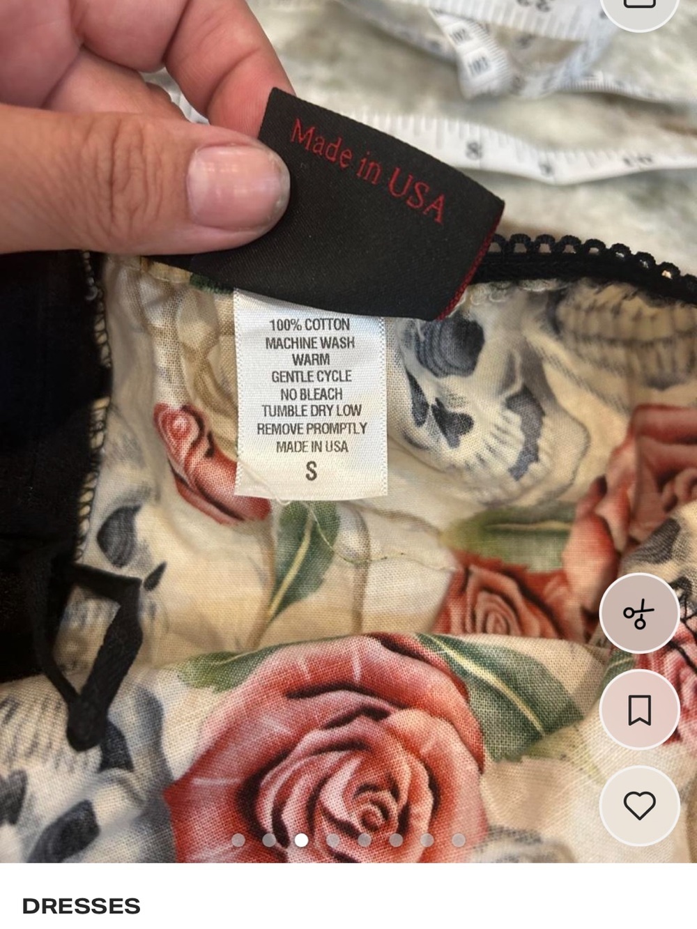 Folter Strapless Floral & Skull Print Dress made in USA size S missing belt GUC - Picture 3 of 6
